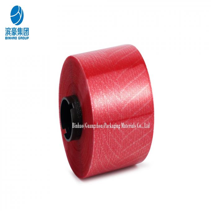 Red Colored Laser Printing Self Adhesive Tear Tape , Easy Open Packaging Film