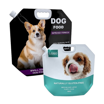 Dog Cat Food Packaging Containers With Handle Color Printed Spout Pouch Packaging